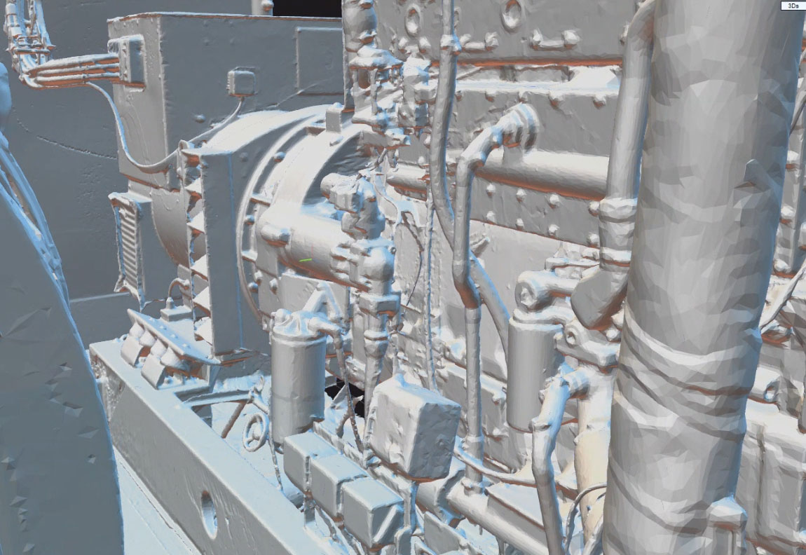 High-resolution mesh detail without texture showing raw geometry from 3D scanning