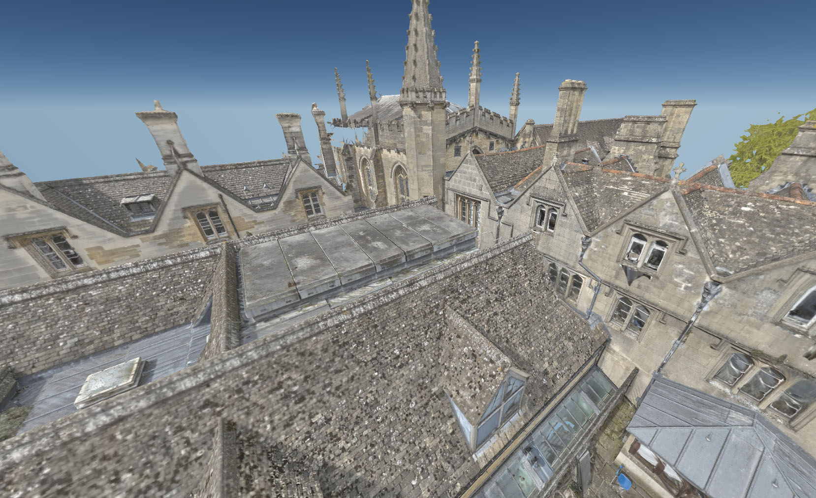Photogrammetry mesh from drone showing building with high-quality textures