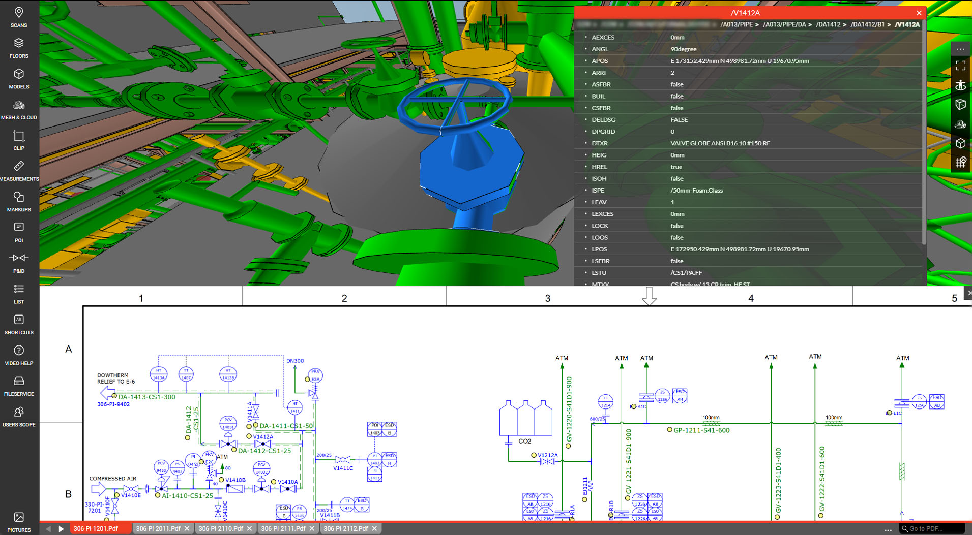 webpano pid integration 3d model valve diagram