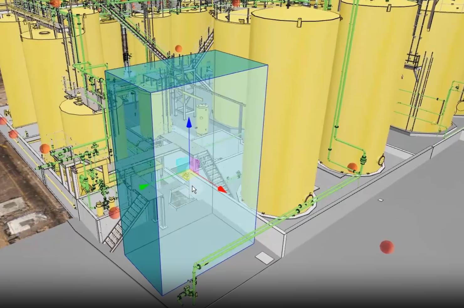 Figure 3: Preliminary planning of the layout of the new installation in Webpano – Visual Plant. 
