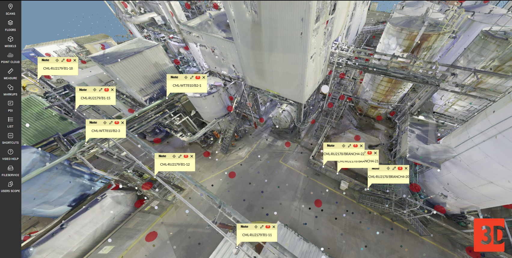 Condition Monitoring Location point cloud