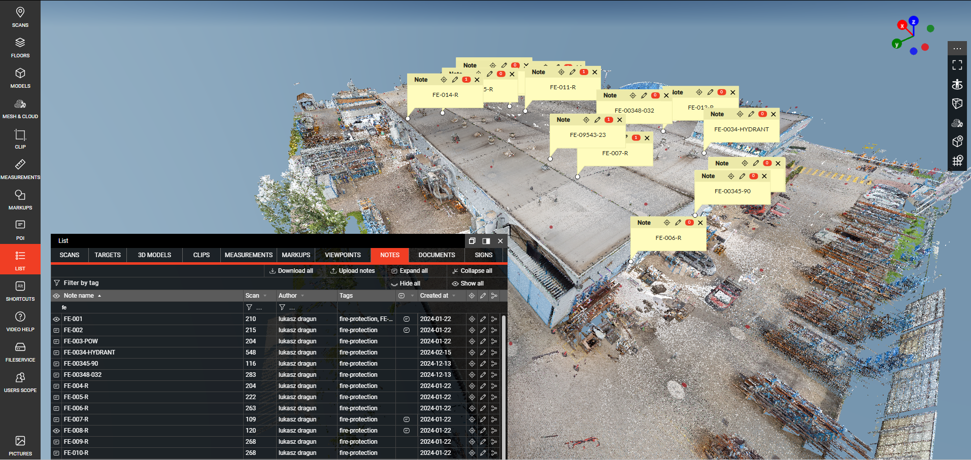 Asset inventory and equipment filtering by tags in WebPano Visual Plant for planned maintenance TPM
